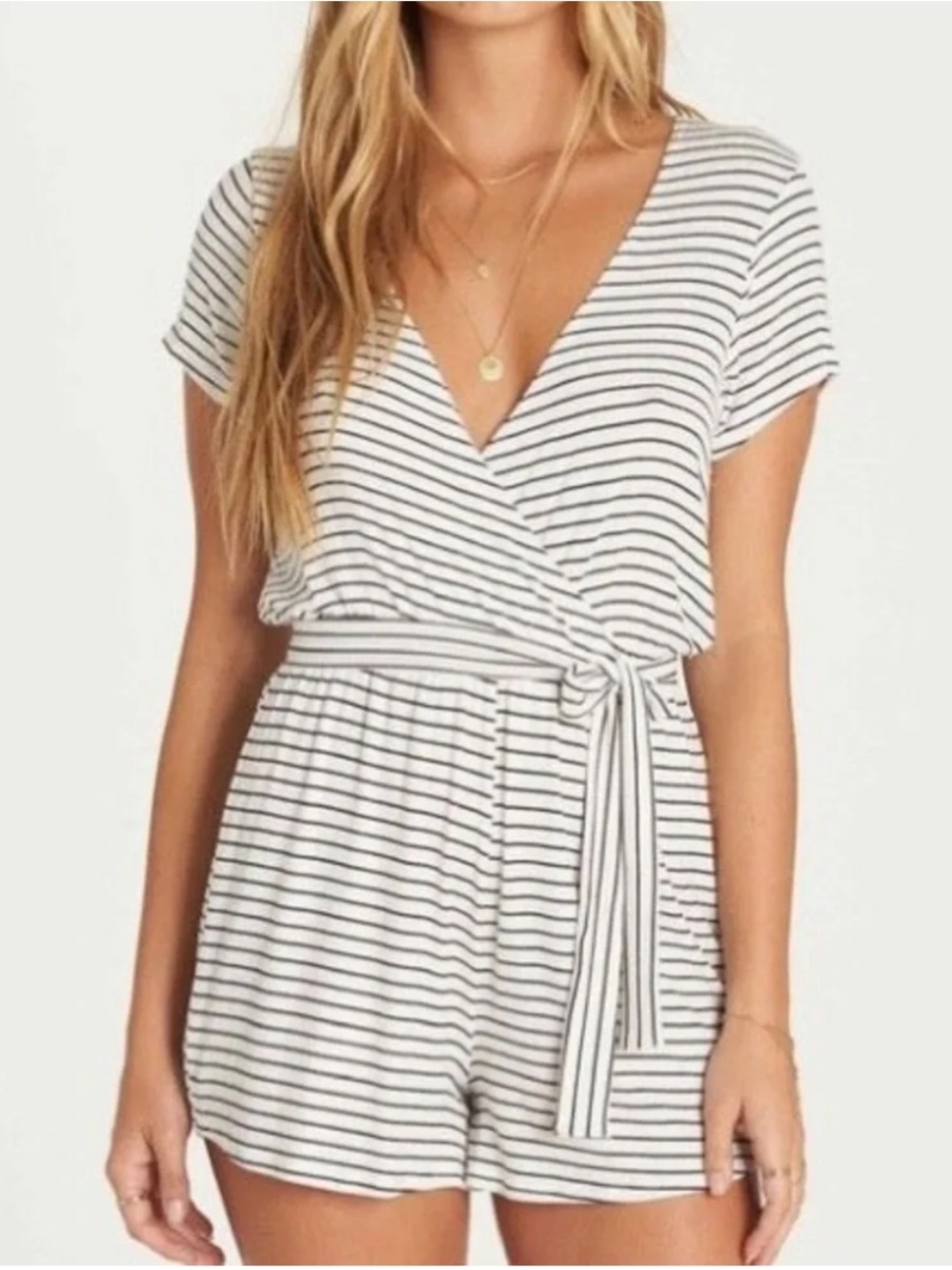 Billabong Ribbed Stretchy Jersey Soft Striped Romper